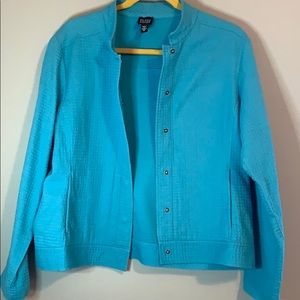Eileen Fisher Blue Quilted Snap Button Jacket